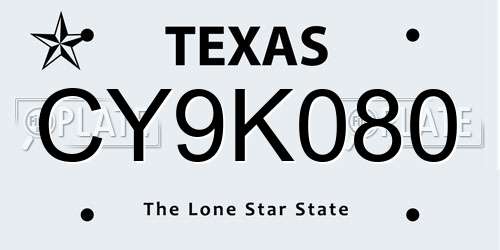 CY9K080 Texas License Plate
