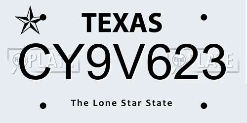 CY9V623 Texas License Plate