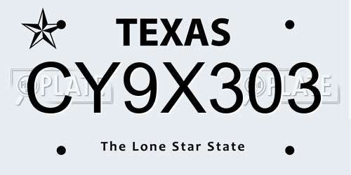 CY9X303 Texas License Plate