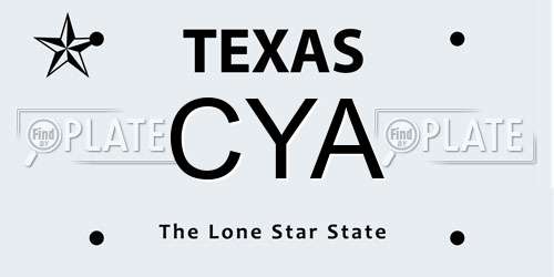 CYA Texas License Plate