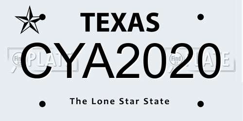 CYA2020 Texas License Plate