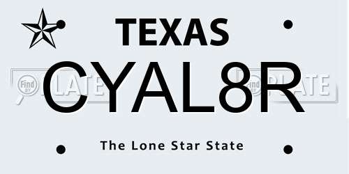CYAL8R Texas License Plate