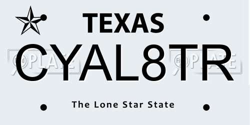 CYAL8TR Texas License Plate