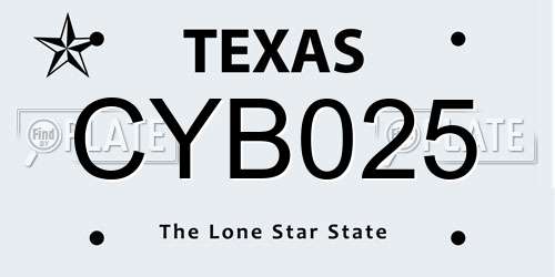 CYB025 Texas License Plate