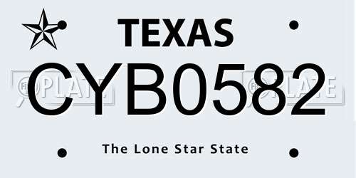 CYB0582 Texas License Plate