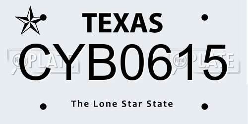 CYB0615 Texas License Plate