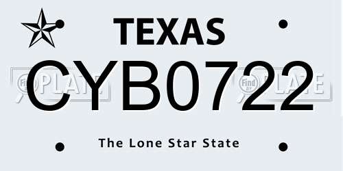 CYB0722 Texas License Plate