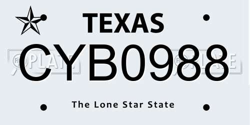 CYB0988 Texas License Plate