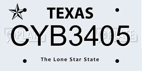 CYB3405 Texas License Plate