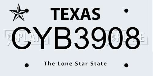 CYB3908 Texas License Plate