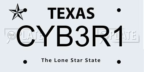 CYB3R1 Texas License Plate