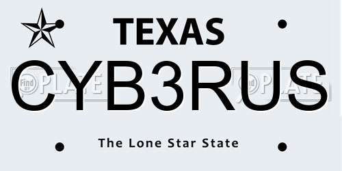 CYB3RUS Texas License Plate