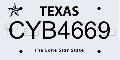 CYB4669 Texas License Plate