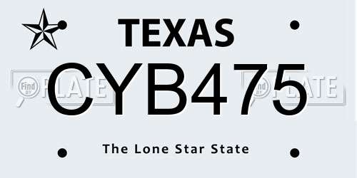 CYB475 Texas License Plate