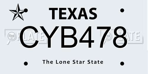 CYB478 Texas License Plate