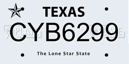 CYB6299 Texas License Plate