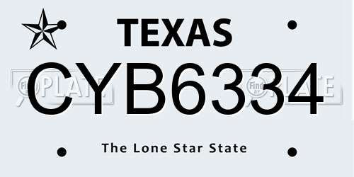 CYB6334 Texas License Plate