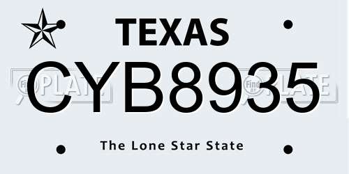 CYB8935 Texas License Plate