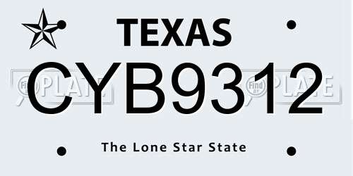 CYB9312 Texas License Plate