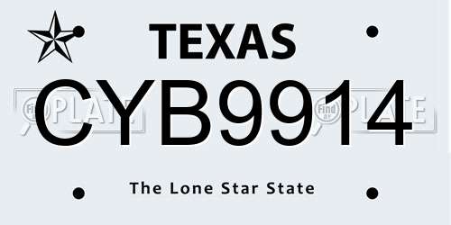 CYB9914 Texas License Plate