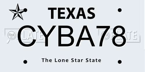 CYBA78 Texas License Plate