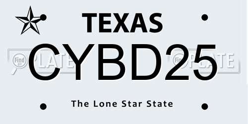 CYBD25 Texas License Plate