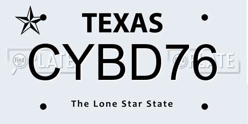 CYBD76 Texas License Plate