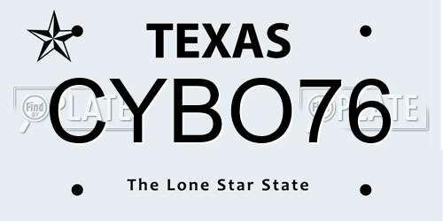 CYBO76 Texas License Plate