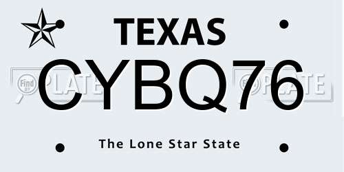 CYBQ76 Texas License Plate
