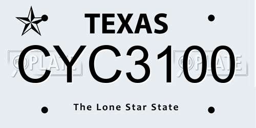CYC3100 Texas License Plate