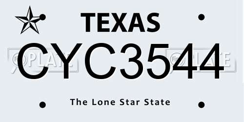 CYC3544 Texas License Plate