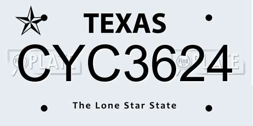 CYC3624 Texas License Plate