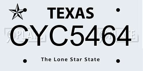 CYC5464 Texas License Plate