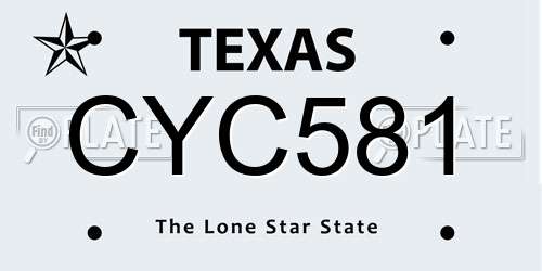 CYC581 Texas License Plate