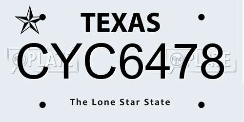CYC6478 Texas License Plate