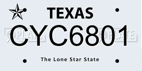 CYC6801 Texas License Plate