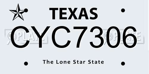 CYC7306 Texas License Plate