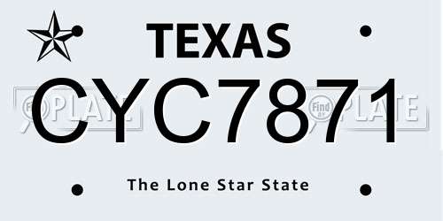 CYC7871 Texas License Plate