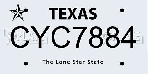 CYC7884 Texas License Plate