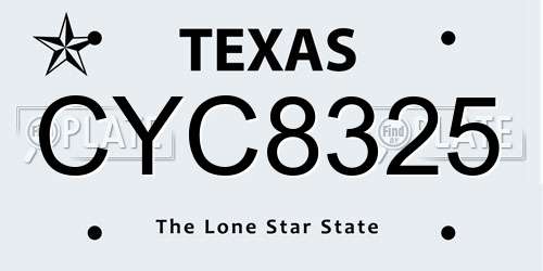 CYC8325 Texas License Plate