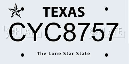 CYC8757 Texas License Plate