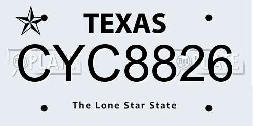 CYC8826 Texas License Plate