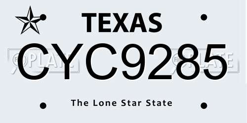 CYC9285 Texas License Plate