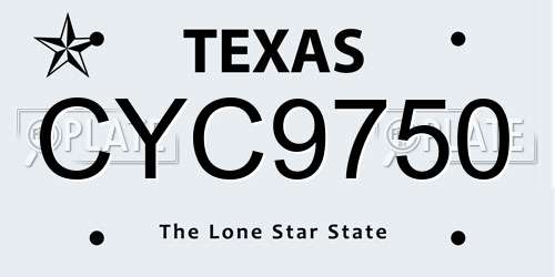 CYC9750 Texas License Plate