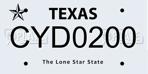 CYD0200 Texas License Plate