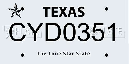 CYD0351 Texas License Plate