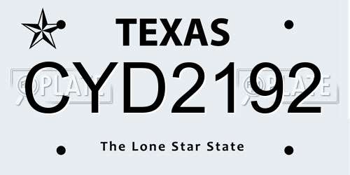 CYD2192 Texas License Plate
