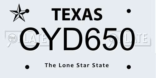 CYD650 Texas License Plate