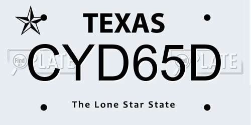 CYD65D Texas License Plate