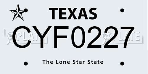 CYF0227 Texas License Plate